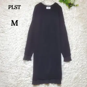 플라스테 니트 원피스 긴팔 니트 소매 레이스 밑단 레이스 2 (M 상당)