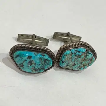 빈티지 터콰이즈 실버 커프스 링크 인디언 액세서리