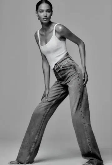 ZARA 하이라이즈 와이드 레그 데님 팬츠 32