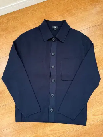 [ 미사용 새상품 ] 유니클로 밀라노 리브 셔츠 가디건 네이비 S