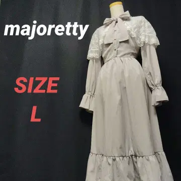 majoretty 레이스 케이프 롱 원피스 프릴 리본 타이 L 그레이