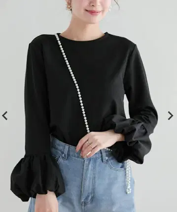 Fit more 새상품 벌룬 슬리브 티셔츠 블랙