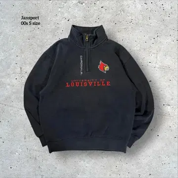 00s Jansport 하프 지퍼 맨투맨 대학 로고 자수 로고 칼리지