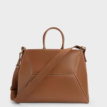 지오메트릭 디자인 브라운 숄더백