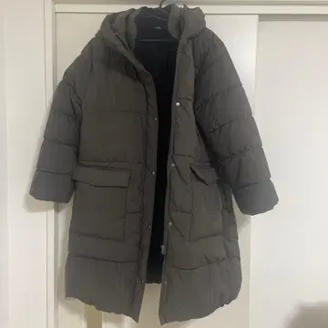 오카다 유리 후드 부착 롱 다운 자켓 4L 다크 브라운