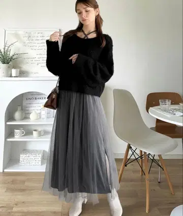 칭찬받는 원피스 멀티웨이 니트 x 튤 원피스 (니트만)