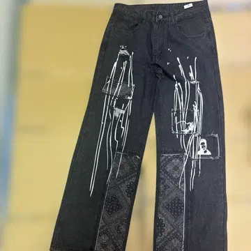 블랙 데님 와이드 레그