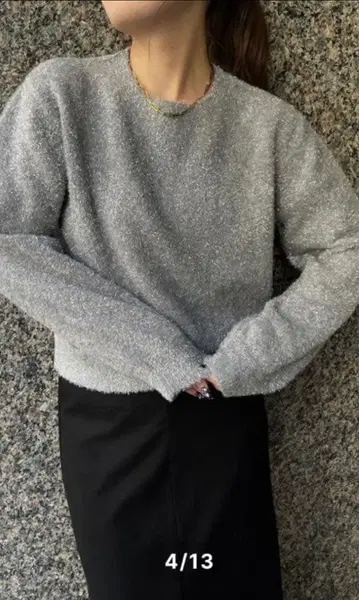 새상품급 ROSIEE 로지 샤기 라메 니트 그레이 실버