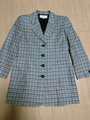 NINARICCI 테일러드 자켓 체크 무늬 블랙 화이트