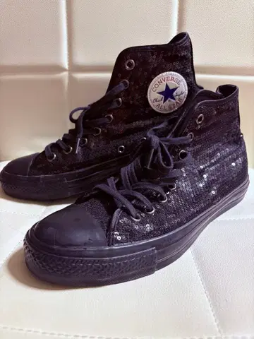 [ 새상품급 ] Converse 블랙 스팽글 하이컷 사이즈 USA 7.5