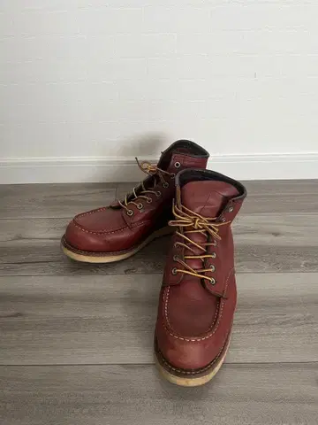 가죽 빨간색 하이컷 부츠