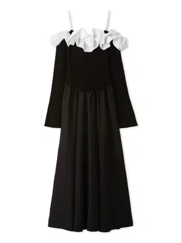 LILY BROWN (릴리 브라운) 프릴 칼라 니트 콤비 원피스