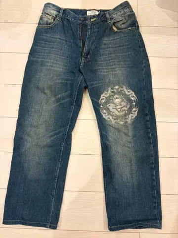 드래곤 자수 데님 팬츠