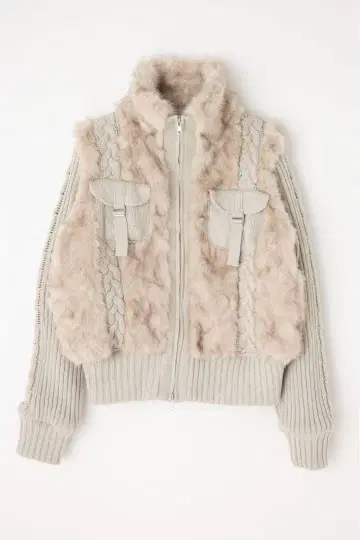 laguagem CABLE KNIT FAUX FUR 블루종 아이보리