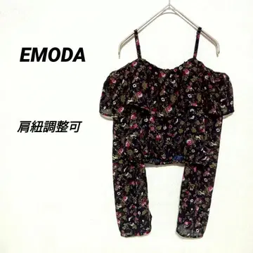 1640T 에모다 EMODA 긴팔 블라우스 숏 꽃 상의 오프숄더