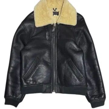 MACHOPE B-6 짧은 기장 봄버 자켓 리얼 무스탕 블랙 L