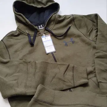 미사용 언더아머 긴팔 후드티 겉옷 충전 코튼 카키 XL