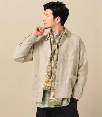 SHIPS 헤비 린넨 캔버스 블루종