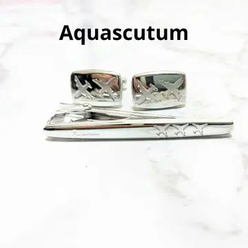 아쿠아 스큐텀 넥타이핀 커프스 세트 실버 비행기