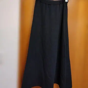 프라이오리티 롱 스커트 면 100% 블랙 38