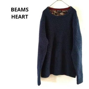 빔즈하트 니트 스웨터 캐주얼 따뜻한 네이비 L