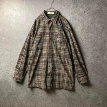 빈티지 long sleeve shirt 긴팔 셔츠 M 기모 체크