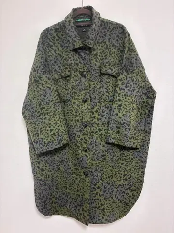 올리브 그린 레오파드 무늬 테일러드 자켓 M