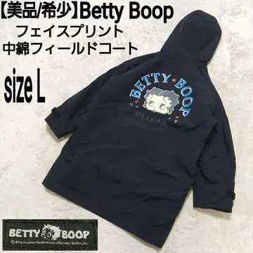 [ 새상품급/레어 ] Betty Boop 페이스 프린트 충전솜 필드 코트