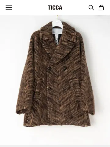 새상품 TICCA 울 제브라 샤기 피코트/TBEA-262