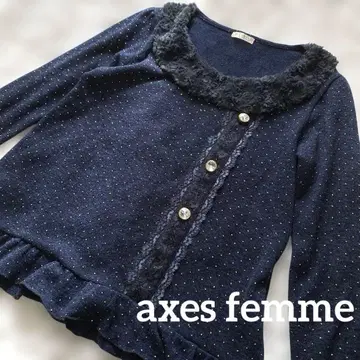 axes femme 엑시즈팜 상의 M 니트 퍼 부착 Y2K