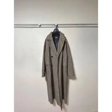 [ ZARA ] 하운드투스 체크 패턴 롱 코트