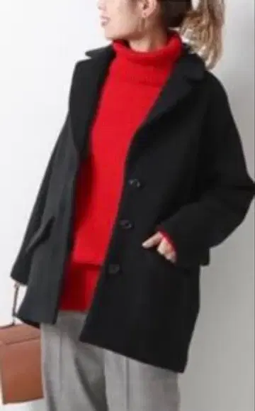 TICCA 블랙 싱글 텐트 코트 프리 사이즈