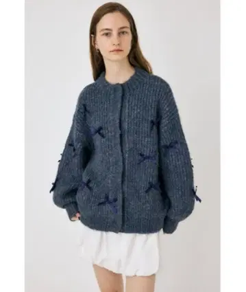 MOUSSY RIBBON FANCY 가디건 네이비