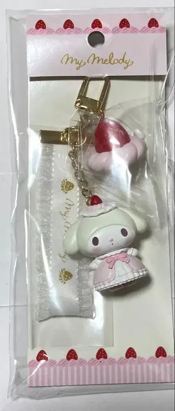 산리오 딸기 휘핑 케이크 키링 마이멜로디