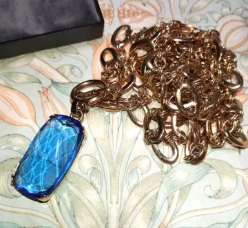 AGATHA 아가타 블루 골드 롱 목걸이 각인 있음