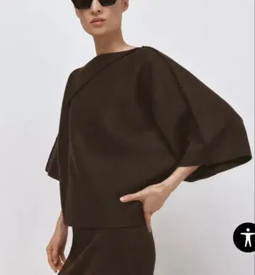 ZARA 라펠 칼라 니트 스웨터 S 브라운