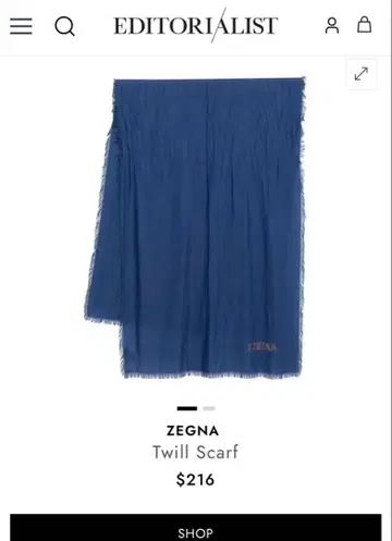 ZEGNA 트윌 스카프 파랑