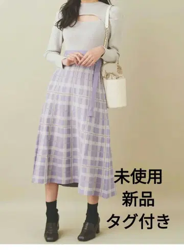 트란테안 손 드 모드 체크 니트 자카드 원피스