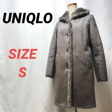 UNIQLO 유니클로 페이크 무스탕 코트 롱 그레이 여성용 S