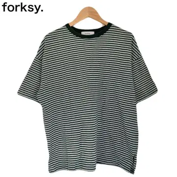 폴크시 보더 그린 여성용 반팔 둥근넥 T셔츠 코튼