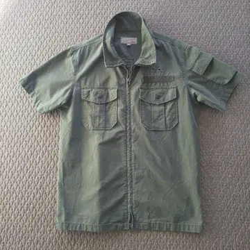 아비렉스 밀리터리 반팔 지퍼 셔츠