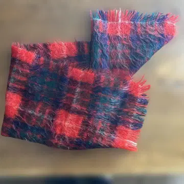 빨간색과 파란색 체크 무늬 스톨