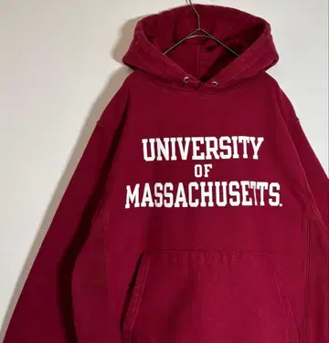 Champion 리버스 위브 칼리지 프린트 복각 단색 파랑 택 후드티