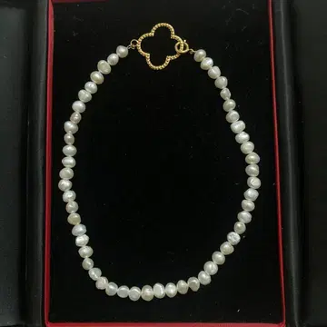 담수 진주 목걸이 클로버 클로징