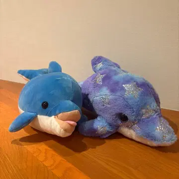 돌고래 봉제 인형 파랑과 보라색 별 패턴 신에노시마 수족관