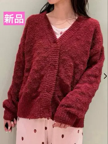 [ 새상품 ] 젤라또피케 패턴 짜임 가디건 딸기 스트로베리