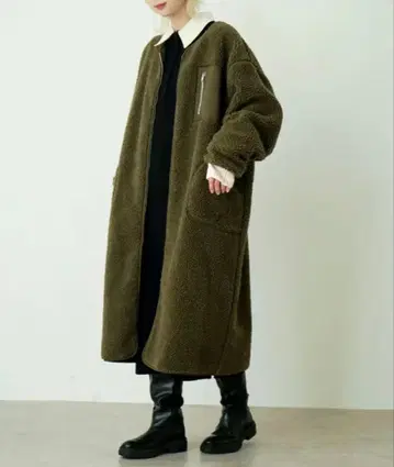 [ 새상품 ] zootie 보아 아우터 롱 코트 카키 프리 사이즈