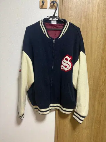 VISION STREET WEAR 바시티 자켓 네이비/아이보리