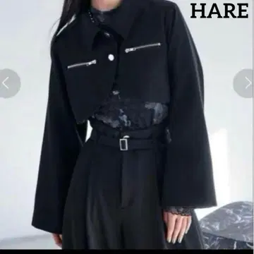 [ 새상품급 ] HARE 메탈 지퍼 숏 블루종 크롭 자켓 블랙