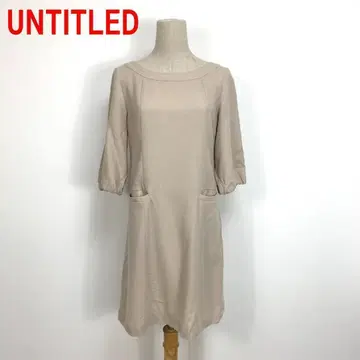 A4468 언타이틀 무릎 기장 원피스 7부 소매 울 베이지 2